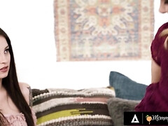 Stepmom Alice Miller teaches hot-tattoo-girl Maddy May the art of masturbation