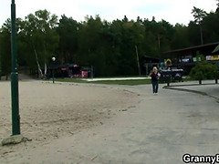 Blonde granny gets fucked by a stranger