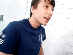 Lily Starfire being fucked standing is sucking cock