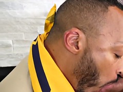 Greedy babe deepthroating in a bisex trio