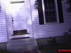 Lesbian mistress fucks her slave hard with black strapon