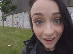 Raven haired bombshell Alessa Savage fucks outdoors