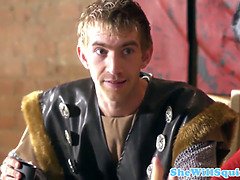 Euro slut with huge tits gets her ass drilled hard and squirts while wearing a leather outfit and high heels