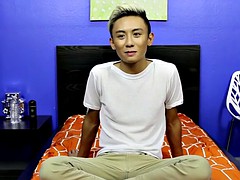 adorable asian young blonde t Neiman pulls his penis show