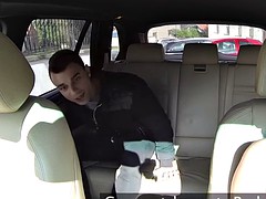 Female fake taxi driver finishing shift with sex