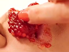 nasty sapphira has fruits all over her body while masturbating