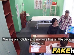 Watch as Czech doctor cums over cheating wife's tight pussy in fake hospital POV