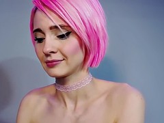 cute teen with pink hair
