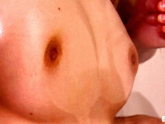 Oiled Up Glamorous Manaka - Asian babe with perky tits stimulated
