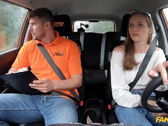 美女, デカチン, フェラチオ, 車, チェコ, イマラチオ, ハードコア, オッパイの