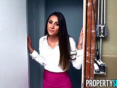 Handyman lays the pipe on hot young real estate agent