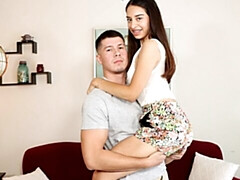 Kont, Grote lul, Bruinharig, Natuurlijke tieten, Klein, Mager, Tiener, Tieten likken