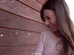 Enthousiasteling, Pijpbeurt, Bruinharig, Sperma shot, Tsjechisch, Buiten, Openbaar, Realiteit