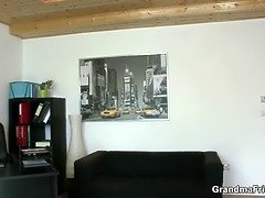 Hot business lady takes two dicks