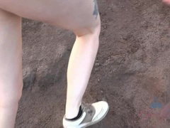 Leie, Arsch, Strand, Blasen, Freundin, Behaart, Öffentlich, Muschi