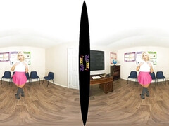 Fake titted blonde Louise P - Upskirt Uniform - Virtual reality POV