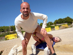 Anal, Beso negro, Playa, Rubia, Al aire libre