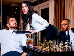 Arsch, Blasen, Braunhaarige, Doppelpenetration, Mann mann frau, Tätowierung, Jungendliche (18+), Flotter dreier