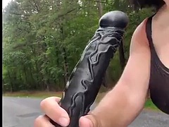 Crossdresser, Dildo, Lingerie, Masturbation, Reif, Öffentlich, Solo, Ablutschen