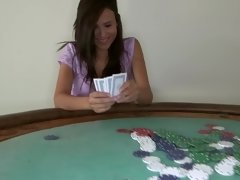 Poker and handjob action with brunette Xiemena Lucero