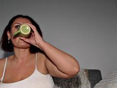 Italian woman caresses herself on camera