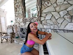 Spankable booty Latina bangs big dick pov