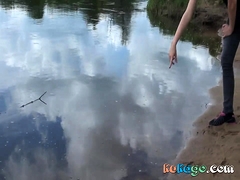 Amateur, Blonde, Sucer une bite, Faciale, Allemand, De plein air