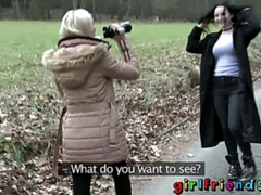 18, ブロンド, レズビアン, アウトドア, オマンコ, 剃毛, ティーン, のぞき