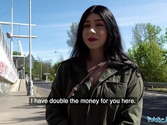 Amilia Onyx is seduced by busty public agent Cash for a hardcore fuck session