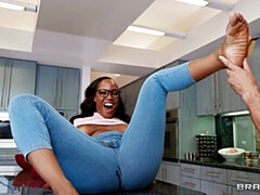 August Skye and Badassbrannn fuck with a huge white penis