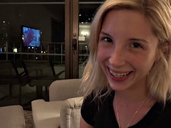 美女, デカチン, ブロンド, フェラチオ, 中出し, 足, ハメ撮り, オッパイの