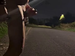 Horny trucker jerks off naked in public on the way home