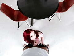 Busty redhead babe Miss Olivia rides cock POV