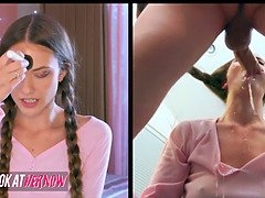 Grosse bite, Sucer une bite, Éjaculer dans la bouche, Gorge profonde, Petite femme, Chatte, Serré, Nénés