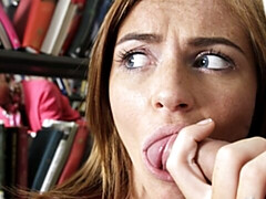 Fresh bitchy chick Emma Stone gets fucked in the local store