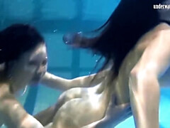 女, Hd, プール, 公共, ロシア人, 一人, ティーン, 水中