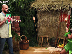 Bigbooty ebony Tgirl assfucked in outdoor