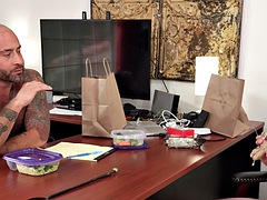 In den arsch, Blasen, Schwul, Behaart, Hardcore, Muskel, Büro, Tätowierung