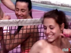 Blond, Pijpbeurt, Bruinharig, Kwartet, Groep, Hd, Tiener, Tieten likken