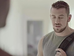 Zwart, Stel, Zwart, Homo, Handbeurt, Interraciaal, Spier, Tatoeage