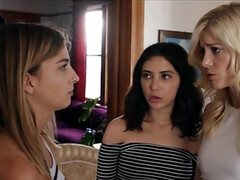 Wonderful skinny pussies hook up being left alone on sofa