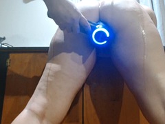 Deep anal play with a toy