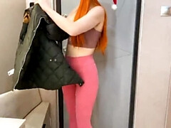 Russian Redhead Cheats on NYE - Fucking Wife's Sister Doggystyle & Cowgirl - Amateur Creampie with Subtitles