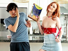 素人, フェラチオ, キッチン, 自然山雀, 赤毛, ガリガリ, ティーン, オッパイの