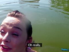 Cutie In Bikini Dives Headfirst Into A Stranger's Dick And Nuts