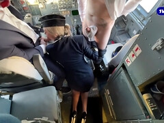 Newbee Flight Attendant Have To Please Both Pilots Right In The Cockpit
