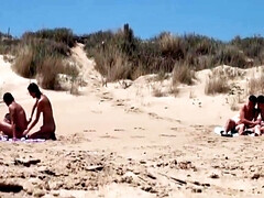 Sunbathing At Naked Beach With Two Couple Sex