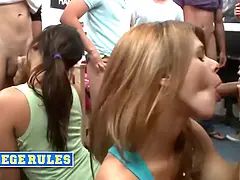 College rules - nasty students contest to take the most cumshots in this epic dick sucking challenge