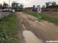 Busty horse riding girl masturbating