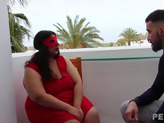 ぽっちゃり, フェラチオ, 茶髪の, ぽちゃ, ヨーロピアン, デブ, 下着, スペイン人